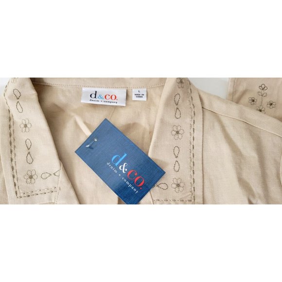 D & Co. Two Piece Embroidered Linen Blend Tank Top and Blouse Set NWT - Picture 5 of 8